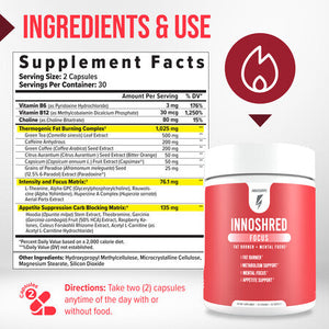 3 Bottles of Inno Shred Focus + 1 FREE Item AU